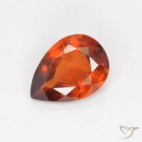 1.01ct Натуральный Огонь Оранжевый Гранат Гессонит, Форма груши, VS-SI