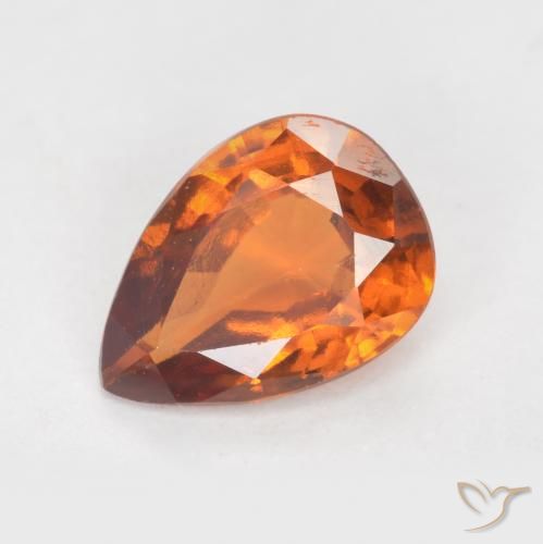 1.15ct Натуральный Средний апельсин Гранат Гессонит, Форма груши, Чистота VS