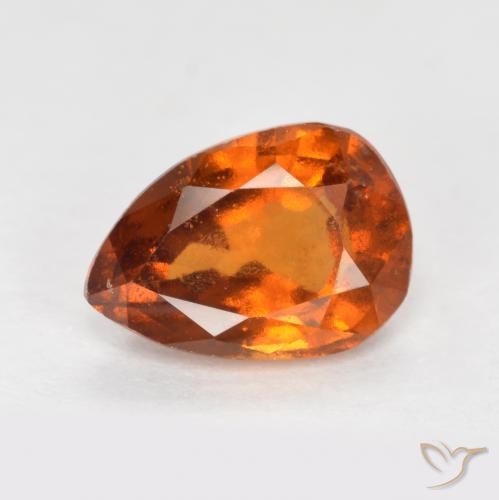 1.20ct Натуральный Темно-оранжевый Гранат Гессонит, Форма груши, VS-SI