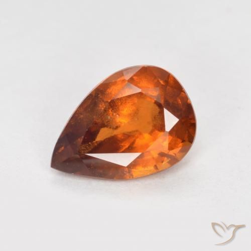 1.10ct Натуральный Средне-темно-оранжевый Гранат Гессонит, Форма груши, VS-SI