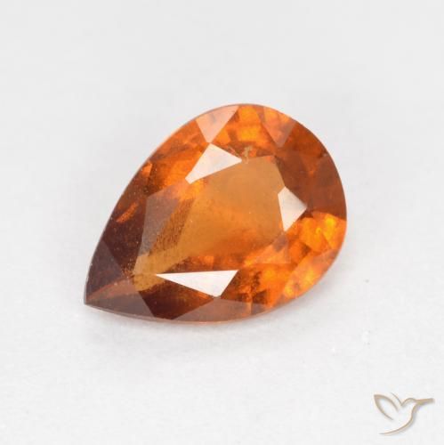 0.93ct Натуральный Темно-оранжевый Гранат Гессонит, Форма груши, VS-SI