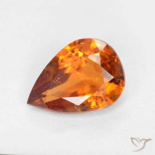 0.95ct Натуральный Темно-оранжевый Гранат Гессонит, Форма груши, VS-SI
