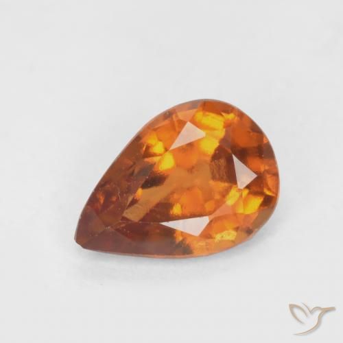 0.70ct Натуральный Средне-темно-оранжевый Гранат Гессонит, Форма груши, Чистота VS