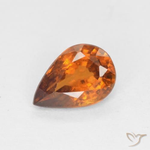 0.68ct Натуральный Темно-оранжевый Гранат Гессонит, Форма груши, Чистота VS