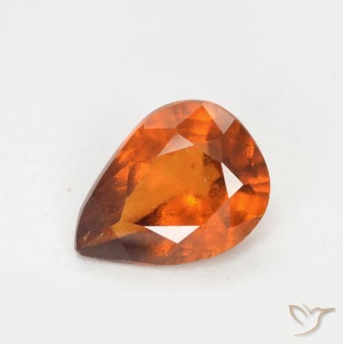 1.01ct Натуральный Средне-темно-оранжевый Гранат Гессонит, Форма груши, VS-SI