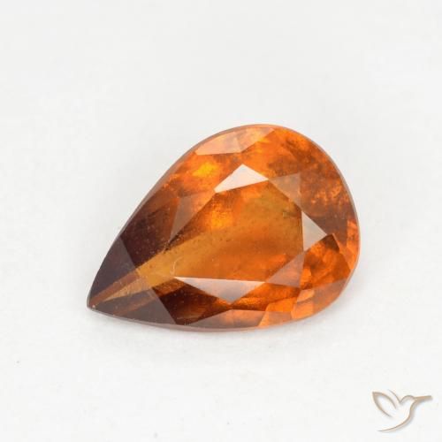 1.01ct Натуральный Темно-оранжевый Гранат Гессонит, Форма груши, SI