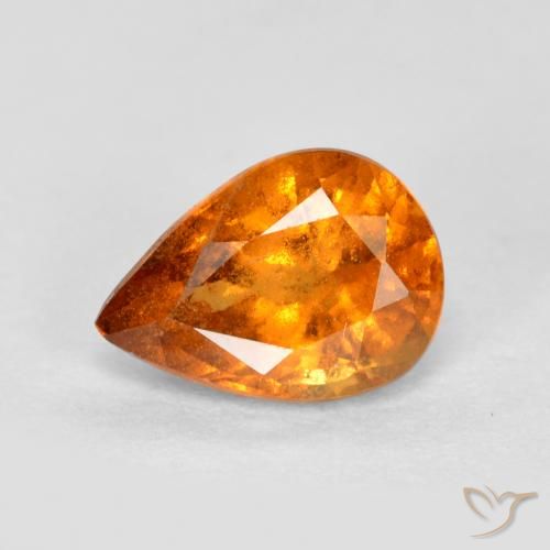 0.81ct Натуральный Ярко-оранжевый Гранат Гессонит, Форма груши, SI