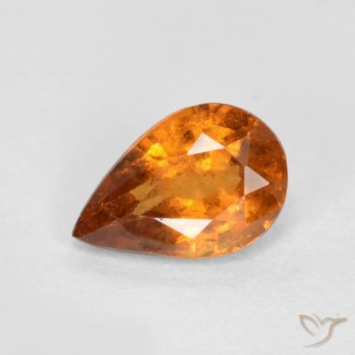 0.72ct Натуральный Средне-темно-оранжевый Гранат Гессонит, Форма груши, SI