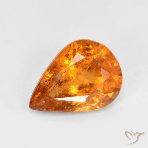 1.11ct Натуральный Ярко-оранжевый Гранат Гессонит, Форма груши, SI