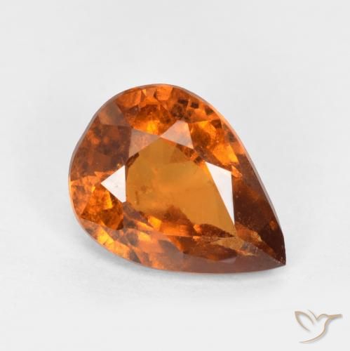 1.22ct Натуральный Средне-темно-оранжевый Гранат Гессонит, Форма груши, SI