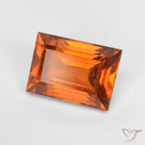 1.56ct Натуральный Темно-оранжевый Гранат Гессонит, Огранка Багет, VS-SI