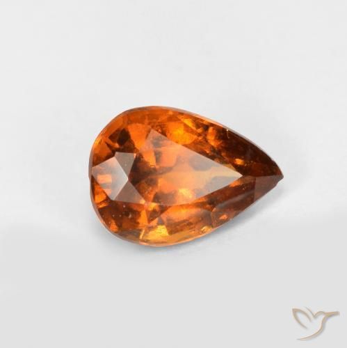 0.82ct Натуральный Средне-темно-оранжевый Гранат Гессонит, Форма груши, VS-SI