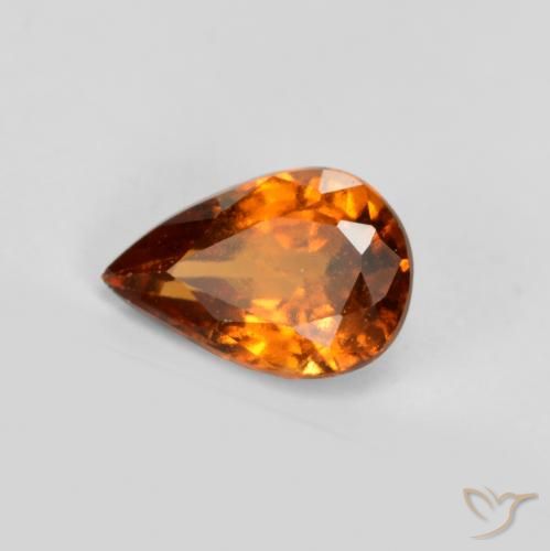 0.74ct Натуральный Темно-оранжевый Гранат Гессонит, Форма груши, VS-SI