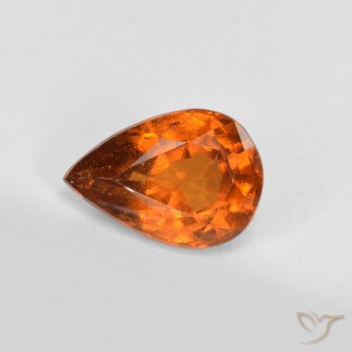 0.78ct Натуральный Темно-оранжевый Гранат Гессонит, Форма груши, VS-SI