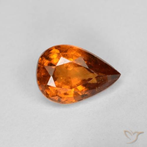 0.78ct Натуральный Средне-темно-оранжевый Гранат Гессонит, Форма груши, VS-SI