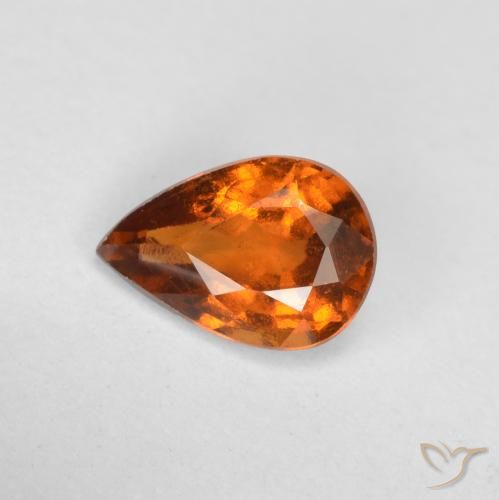 0.70ct Натуральный Темно-оранжевый Гранат Гессонит, Форма груши, VS-SI