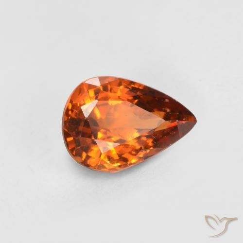 0.73ct Натуральный Средне-темно-оранжевый Гранат Гессонит, Форма груши, VS-SI