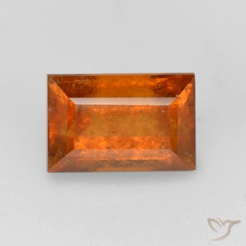 1.37ct Натуральный Темно-оранжевый Гранат Гессонит, Огранка Багет, SI