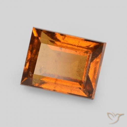 1.31ct Натуральный Темно-оранжевый Гранат Гессонит, Огранка Багет, VS-SI