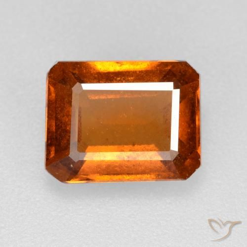 2.10ct Натуральный Средне-темно-оранжевый Гранат Гессонит, Изумрудная огранка, VS-SI