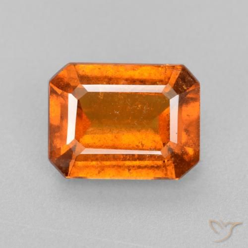 2.11ct Натуральный Средний апельсин Гранат Гессонит, Изумрудная огранка, SI