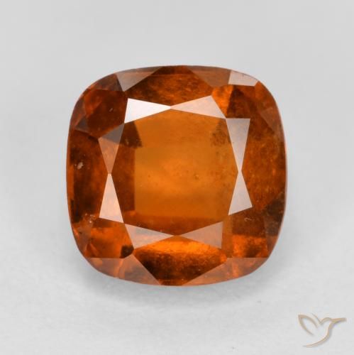 2.10ct Натуральный Темно-оранжевый Гранат Гессонит, Подушка, VS-SI