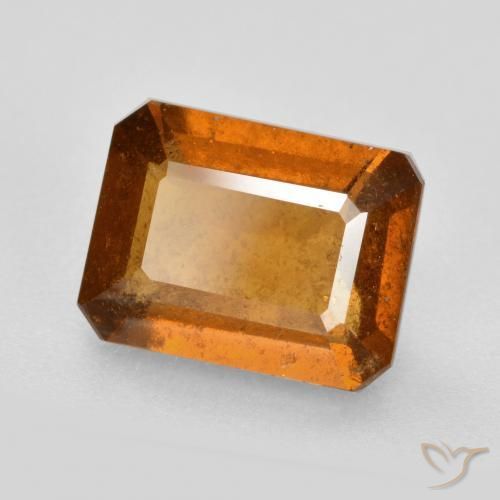 2.58ct Натуральный Темно-оранжевый Гранат Гессонит, Изумрудная огранка, SI