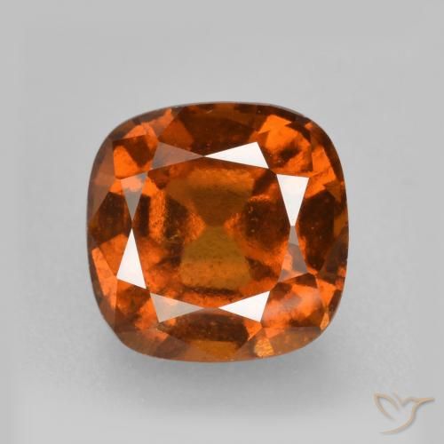 2.16ct Натуральный Темно-оранжевый Гранат Гессонит, Подушка, VS-SI