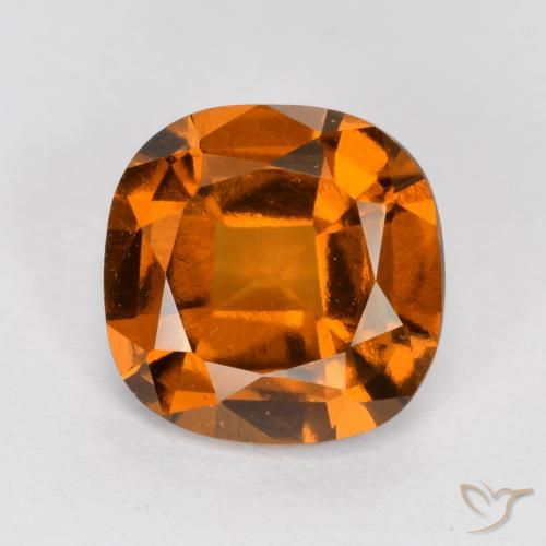 1.60ct Натуральный Темно-оранжевый Гранат Гессонит, Подушка, Чистота VS