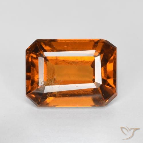 2.00ct Натуральный Средний апельсин Гранат Гессонит, Изумрудная огранка, SI