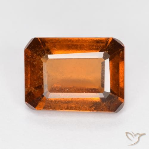 2.34ct Натуральный Темно-оранжевый Гранат Гессонит, Изумрудная огранка, SI