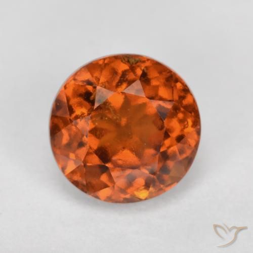 1.76ct Натуральный Темно-оранжевый Гранат Гессонит, Круглый, VS-SI
