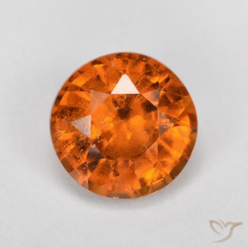 1.57ct Натуральный Темно-оранжевый Гранат Гессонит, Круглый, SI