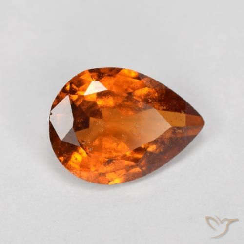 0.92ct Натуральный Средне-темно-оранжевый Гранат Гессонит, Форма груши, SI