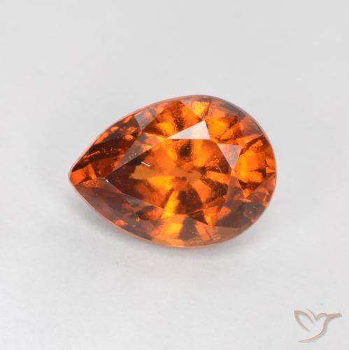 0.87ct Натуральный Темно-оранжевый Гранат Гессонит, Форма груши, Чистота VS
