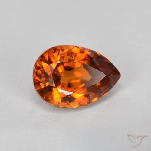 0.93ct Натуральный Темно-оранжевый Гранат Гессонит, Форма груши, Чистота VS