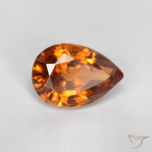 0.83ct Натуральный Темно-оранжевый Гранат Гессонит, Форма груши, Чистота VS