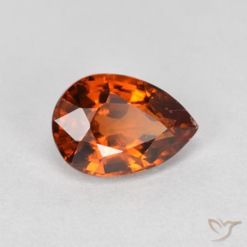 0.85ct Натуральный Янтарный Апельсин Гранат Гессонит, Форма груши, Чистота VS