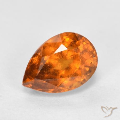 1.11ct Натуральный Средне-темно-оранжевый Гранат Гессонит, Форма груши, VS-SI