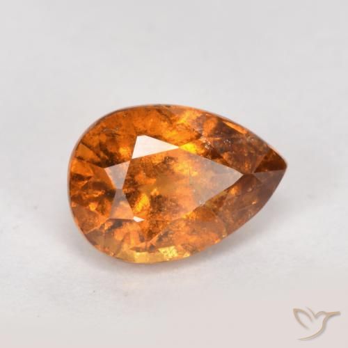 0.99ct Натуральный Темно-оранжевый Гранат Гессонит, Форма груши, SI