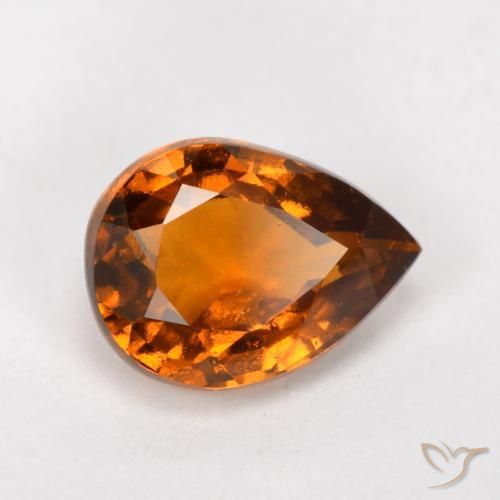 1.11ct Натуральный Темно-оранжевый Гранат Гессонит, Форма груши, Чистота VS