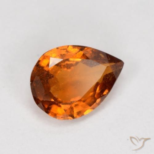 0.79ct Натуральный Темно-оранжевый Гранат Гессонит, Форма груши, VS-SI