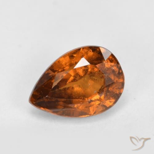 1.04ct Натуральный Средне-темно-оранжевый Гранат Гессонит, Форма груши, VS-SI