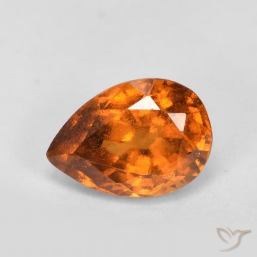0.98ct Натуральный Средне-темно-оранжевый Гранат Гессонит, Форма груши, VS-SI
