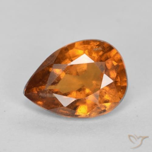 0.98ct Натуральный Средне-темно-оранжевый Гранат Гессонит, Форма груши, VS-SI
