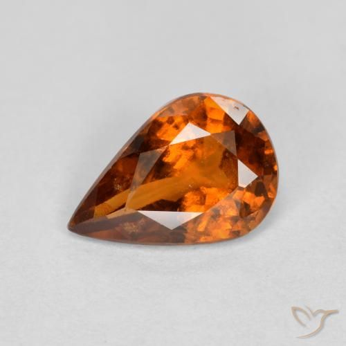 0.85ct Натуральный Красновато-оранжевый Гранат Гессонит, Форма груши, VS-SI