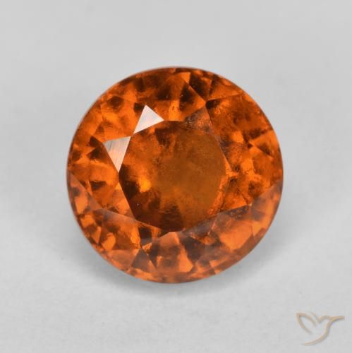 1.87ct Натуральный Темно-оранжевый Гранат Гессонит, Круглый, VS-SI