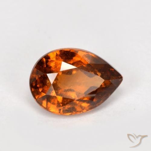 0.85ct Натуральный Красновато-оранжевый Гранат Гессонит, Форма груши, VS-SI
