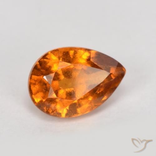 0.91ct Натуральный Средне-темно-оранжевый Гранат Гессонит, Форма груши, VS-SI