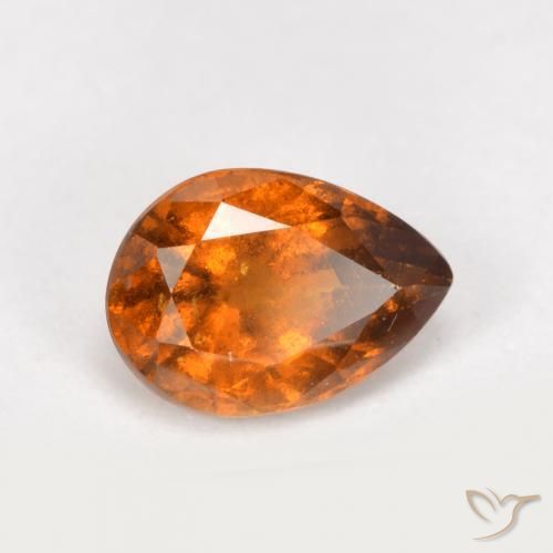 0.84ct Натуральный Средне-темно-оранжевый Гранат Гессонит, Форма груши, SI
